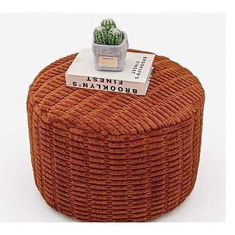 Round Pouf Ottoman, Footrest, Storage Pouf, Living Room Bean Chair