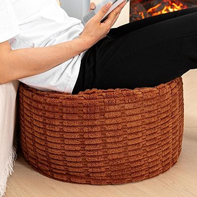 Round Pouf Ottoman, Footrest, Storage Pouf, Living Room Bean Chair