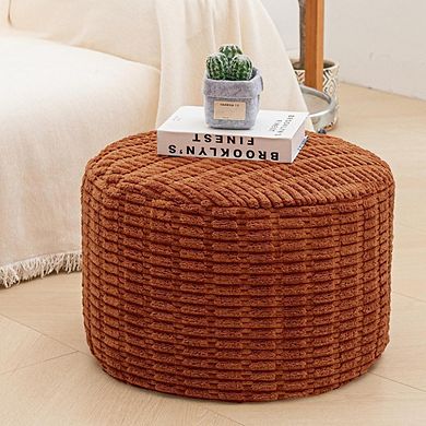 Round Pouf Ottoman, Footrest, Storage Pouf, Living Room Bean Chair