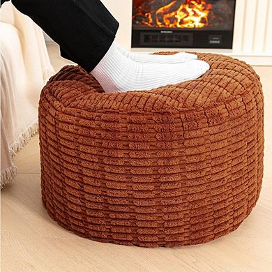 Round Pouf Ottoman, Footrest, Storage Pouf, Living Room Bean Chair