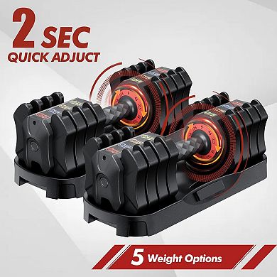 WOW PIONEER Adjustable Dumbbell Set with Effortless Tray and No-Slip Handle