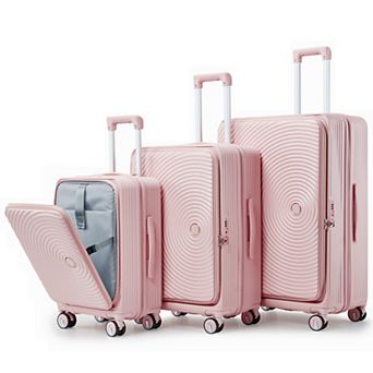 WOW PIONEER Three-Piece Expandable Hard Shell Luggage Set with TSA Lock and Spinner Wheels