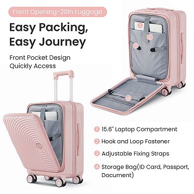 WOW PIONEER Three-Piece Expandable Hard Shell Luggage Set with TSA Lock and Spinner Wheels