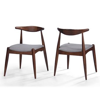 Set of 2 Rubberwood Dining Chairs with Ergonomic Backrest and Cushioned Seat