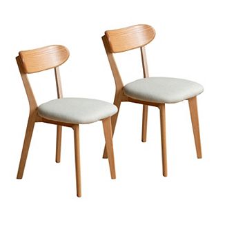 Solid Oak Wood Dining Chair Wooden Chair Set of 2
