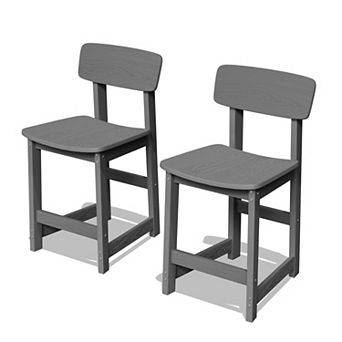 Outdoor Counter Height Bar Stools Set of 2 24.4 Seat Height All-Weather HDPE Patio Bar Chairs