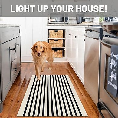 Striped Rug Washable, Non-Slip, Front Door Mat for Entryway