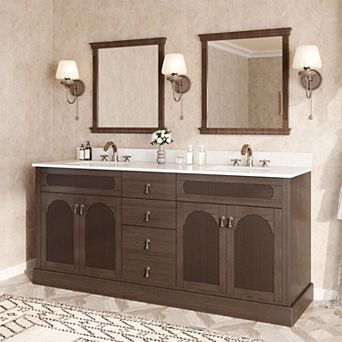 72 in Dark Brown Double Ceramic Sink Bathroom Vanity with White Quartz Top