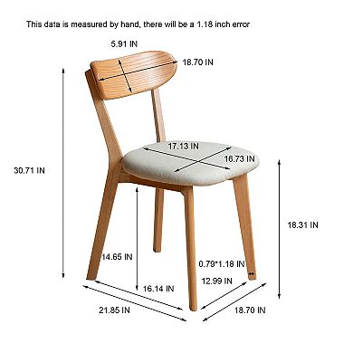 Solid Oak Wood Dining Chair Wooden Chair Set of 2