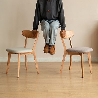 Solid Oak Wood Dining Chair Wooden Chair Set of 2