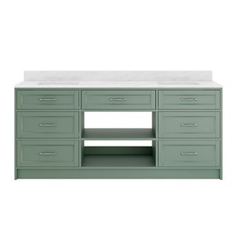72 in Double Ceramic Sink Bathroom Vanity with White Quartz Top