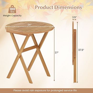 Outdoor Side Table with Slatted Top and X-Shaped Frame
