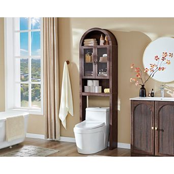 The Toilet Storage Cabinet, Bathroom Above Toilet Storage Cabinet with Doors and Adjustable Shelves