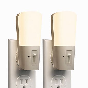 Dimmable 2-Pack 3000K LED Night Lights with Dusk-to-Dawn Sensor.