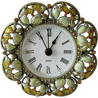 Silent Vintage Mini Table Clock, Hand-Painted Metal, Battery-Operated, Non-Ticking