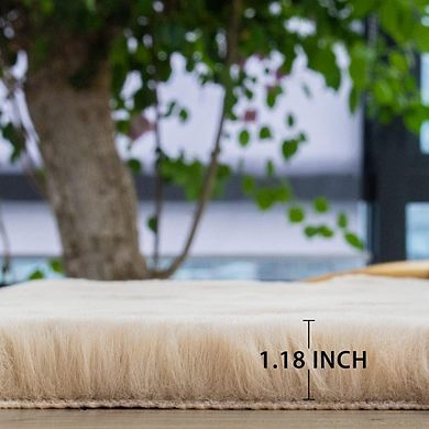 Faux Fur Area Rug Plush, Soft, Washable