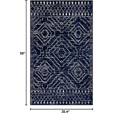 Moroccan Rug Washable, Non-Slip Low-Pile Mat for Entryway & Bedroom
