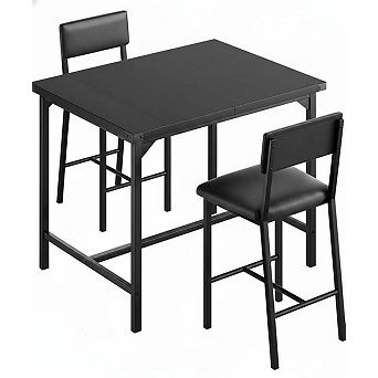 1 table 2 chairs high-top dining table set, featuring metal corner protection