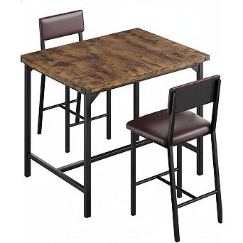 1 table 2 chairs high-top dining table set, featuring metal corner protection