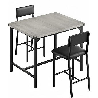 1 table 2 chairs high-top dining table set, featuring metal corner protection