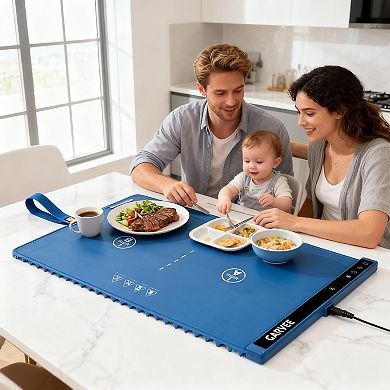 2-Zone Heating Food Mat - Surface Warmer with 6 Temp Settings & 3H Timer