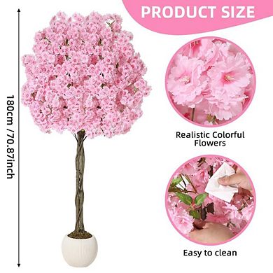 Pink Artificial Cherry Blossom Tree Romantic Silk Flower Tree for Home Decor Spring Decoration