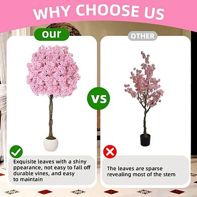 Pink Artificial Cherry Blossom Tree Romantic Silk Flower Tree for Home Decor Spring Decoration