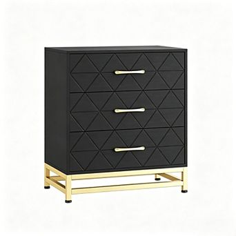Dresser for Bedroom with 3 Drawer, Modern Dressers Chest of Drawers, with Metal Handles
