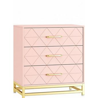 Dresser for Bedroom with 3 Drawer, Modern Dressers Chest of Drawers, with Metal Handles