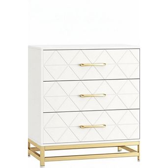 Dresser for Bedroom with 3 Drawer, Modern Dressers Chest of Drawers, with Metal Handles