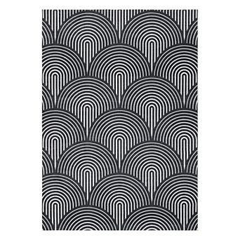 Washable Rug with Rubber Backing Modern Abstract Low Pile Rug Contemporary Lines Foldable Rugs