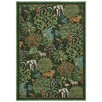 Washable Living Room Area Rug, Soft Non Slip Rugs for Bedroom Nursery Forest Animal Print Carpet