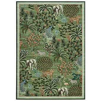 Washable Living Room Area Rug, Soft Non Slip Rugs for Bedroom Nursery Forest Animal Print Carpet