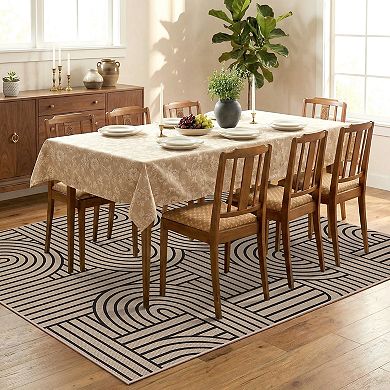 Ultra-Thin Washable Easy Jute Rug Non-Slip, Non-Shedding, Modern Neutral Rainbow Abstract Carpet