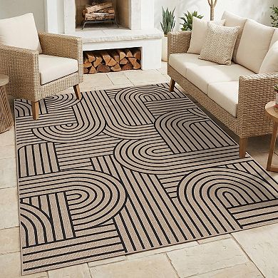 Ultra-Thin Washable Easy Jute Rug Non-Slip, Non-Shedding, Modern Neutral Rainbow Abstract Carpet