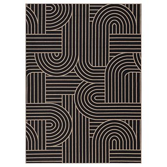 Ultra-Thin Washable Easy Jute Rug Non-Slip, Non-Shedding, Modern Neutral Rainbow Abstract Carpet