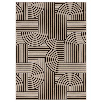 Ultra-Thin Washable Easy Jute Rug Non-Slip, Non-Shedding, Modern Neutral Rainbow Abstract Carpet