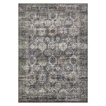 Washable Rug for Bedroom Non Slip Stain Resistant Low Pile Vintage Distressed Floor Mat