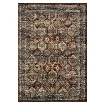 Washable Rug for Bedroom Non Slip Stain Resistant Low Pile Vintage Distressed Floor Mat