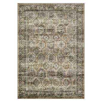 Washable Rug for Bedroom Non Slip Stain Resistant Low Pile Vintage Distressed Floor Mat
