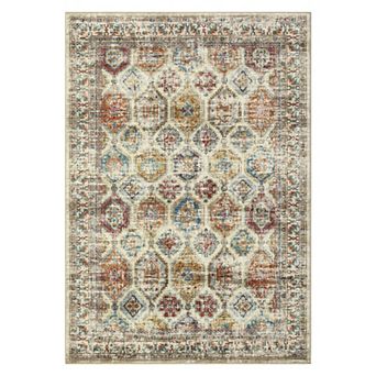 Washable Rug for Bedroom Non Slip Stain Resistant Low Pile Vintage Distressed Floor Mat