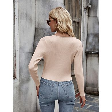 Womens Tie Front Long Sleeve Rib Knit Shrug Sweaters Cardigan