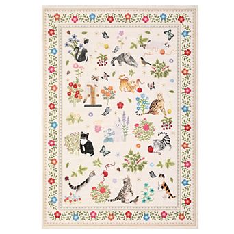 Cute Cat Machine Washable Rug Non-Slip, Smudge Resistant, Soft Low Pile Collapsible Mat