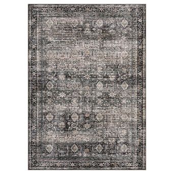Washable Floral Area Rugs, Stain-Resistant Vintage Distressed Accent Carpet, Non-Slip Backing