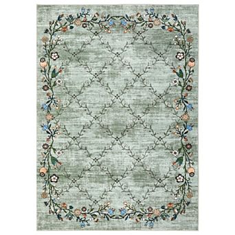 Washable Soft Abstract Rug - Stain Resistant, Non-Slip Low Pile Indoor Carpet for Living Room