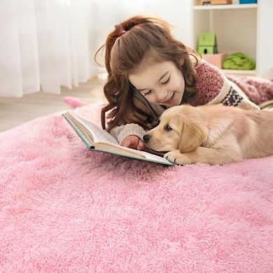 Round Shaggy Area Rug, Washable Soft Fluffy Carpet