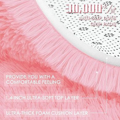 Round Shaggy Area Rug, Washable Soft Fluffy Carpet