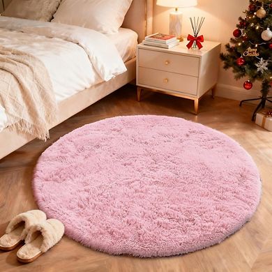 Round Shaggy Area Rug, Washable Soft Fluffy Carpet