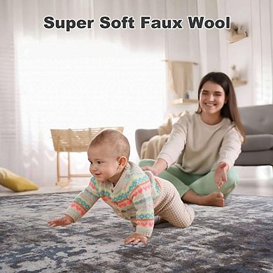 Abstract Area Rug Low Pile, Non-Slip