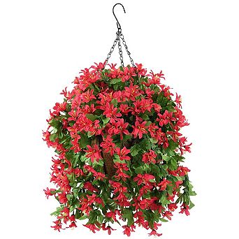 10" Artificial Hanging Flowers Basket Patio Garden Decoration Faux Silk Violet Planter UV